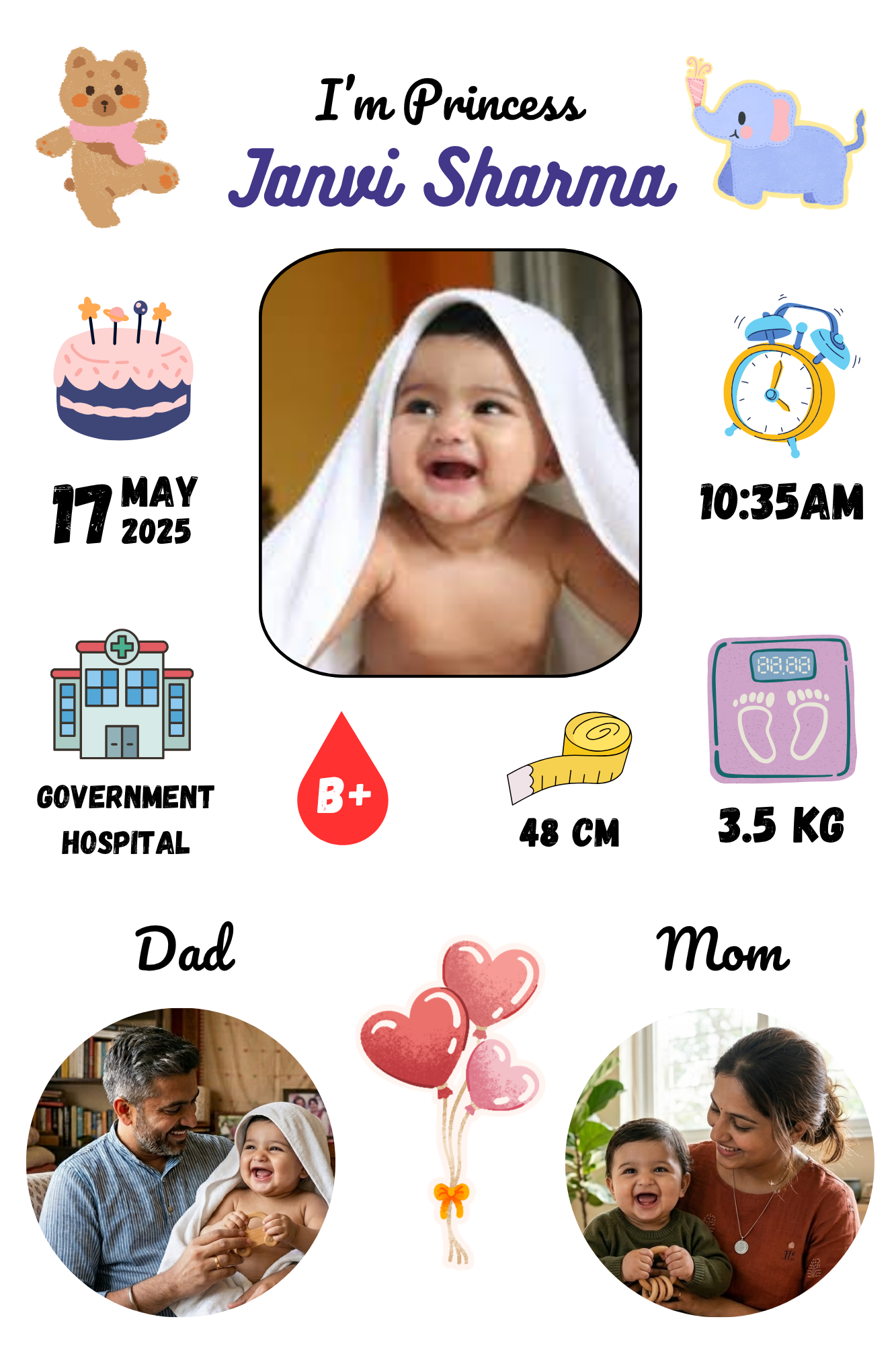 Baby Birth Frame - Design 3